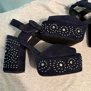 Jeffrey Campbell Navy Platform Sandals with Studs